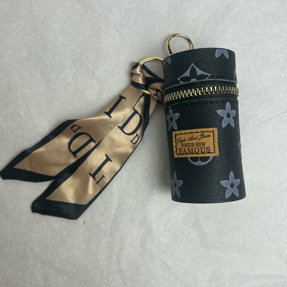 Elegant Designer Print Cylinder Pouch with Scarf - Picture 7 of 15